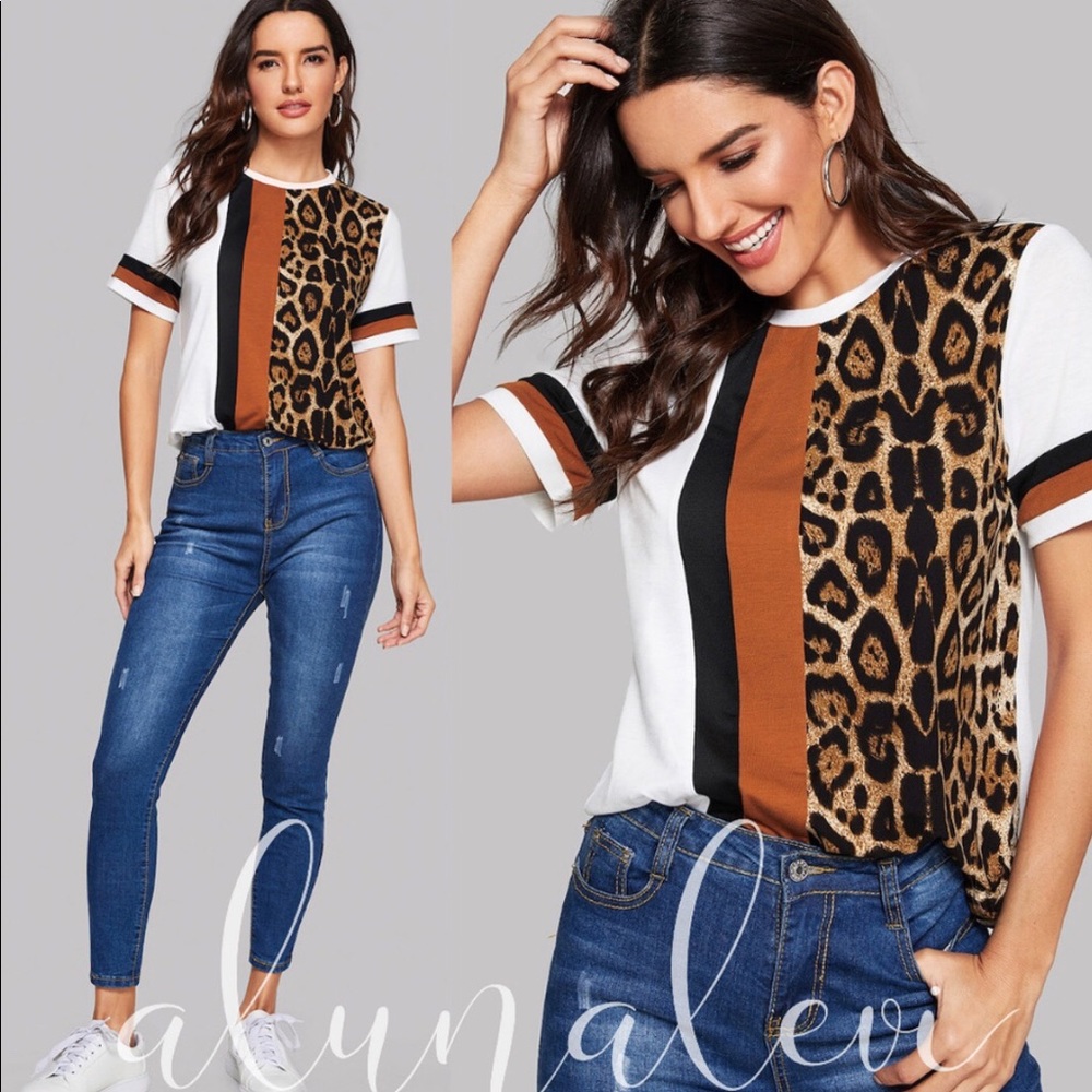 Block leopard print top - Picture 3 of 4